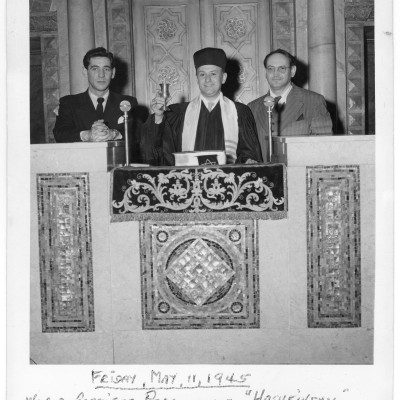 Leonard Bernstein, Cantor David Putterman, and Max Helfman.