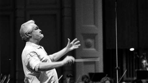 Conductor Nick Strimple and members of the Young Musician's Foundation Debut Orchestra