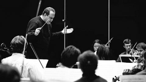 Kenneth Kiesler and members of the University of Michigan Symphony Orchestra
