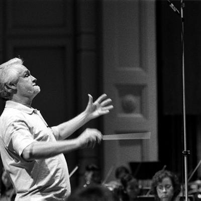 Conductor Nick Strimple and members of the Young Musician's Foundation Debut Orchestra