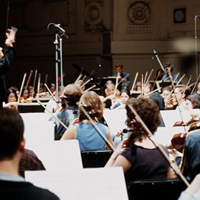 Kenneth Kiesler and members of the University of Michigan Symphony Orchestra