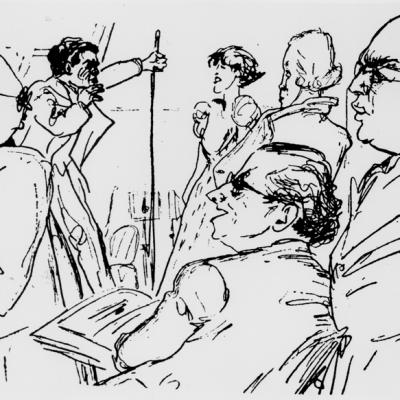 Kurt Weill's Eternal Road rehearsal sketch by Benedikt Doblin